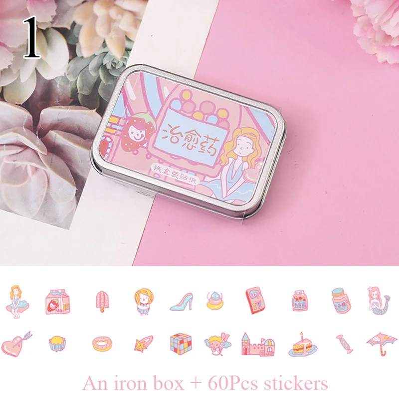 60 шт./кор. Kawaii стикер для канцелярских товаров милые молока декоративного Стикеры Русалка Бумага клей Стикеры для детей DIY дневник в стиле Скрапбукинг - Цвет: 1