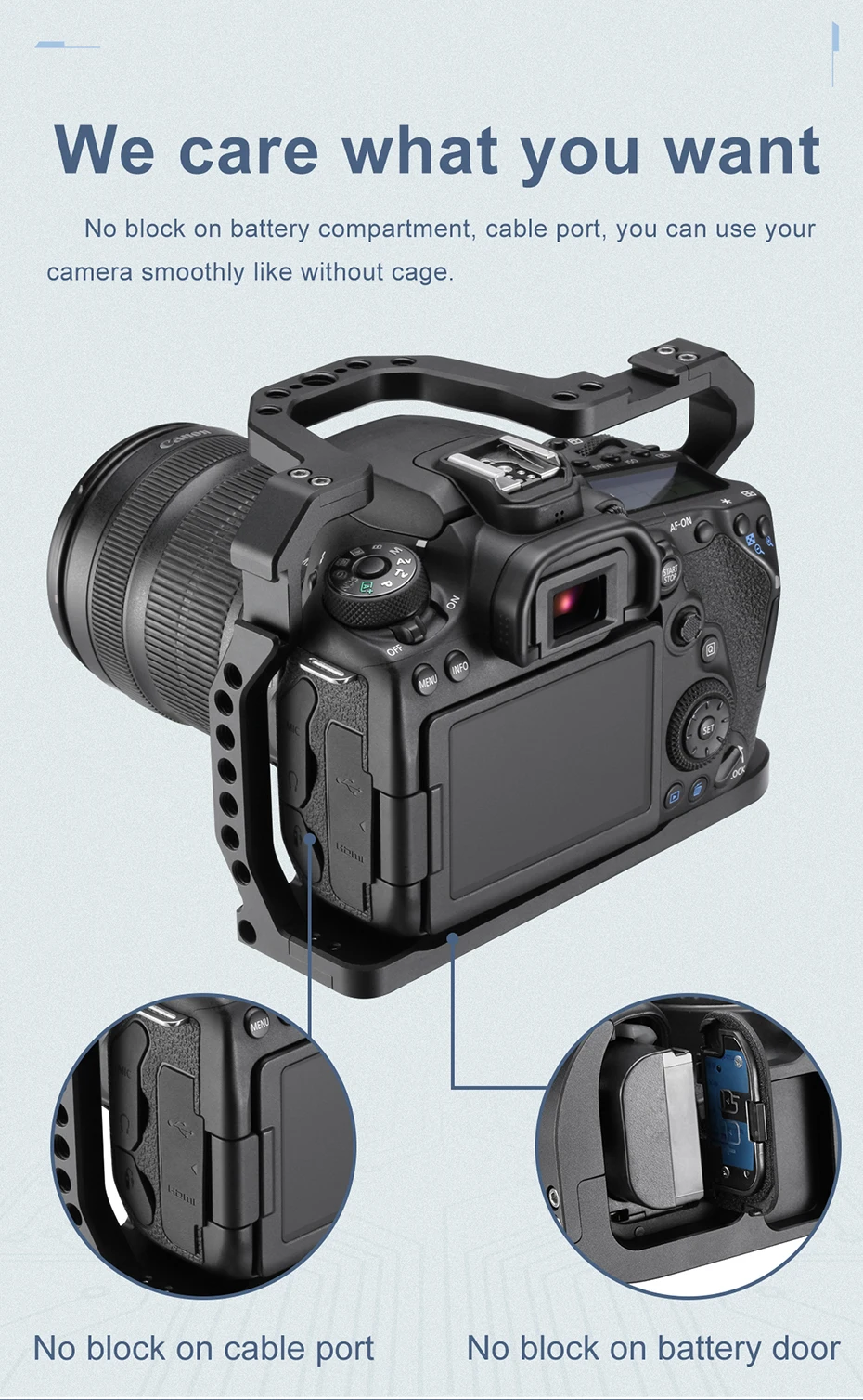 UURig металлическая клетка для камеры Canon EOS90D/80D/70D рукоятка с холодным башмаком 1/4 резьбовое отверстие Расширение DSRL камеры аксессуары