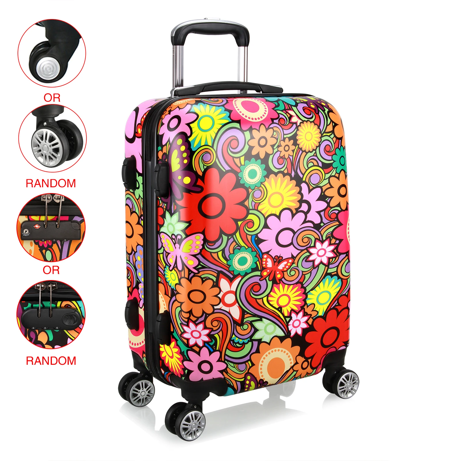 

Fast Shipping 28" Trolley Suitcase Hand Luggage A Suitcase On Wheels Flower Style Suitcase For Travel