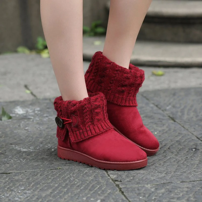 E TOY WORD ankle flat booties Woman Winter Snow Boots Warm Wool Cotton Shoes Slip-On round toe Women Shoes Thick Cotton Boots