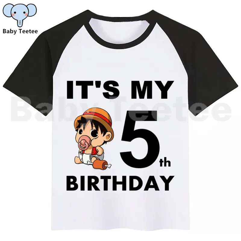 Цельнокроеная LUFFY детская футболка для дня рождения, Короткие футболки для девочек с забавным принтом Одежда для девочек вечерние футболки