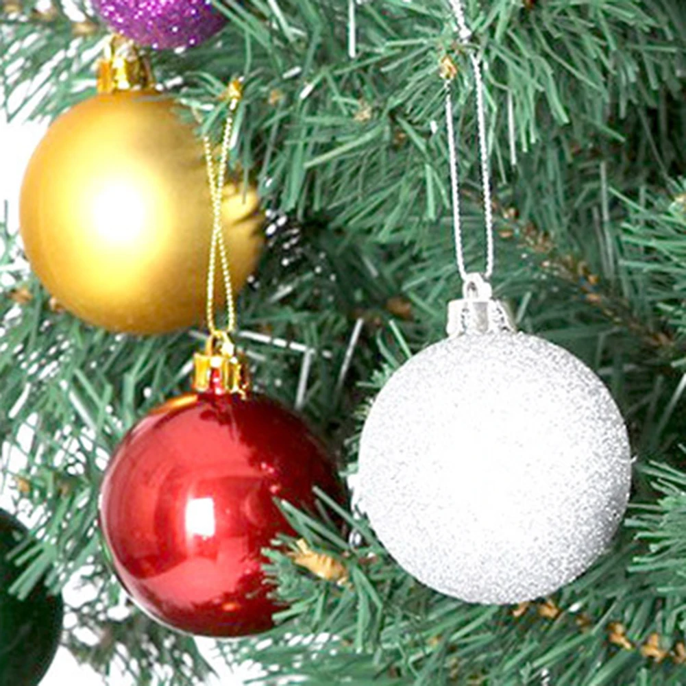 24 шт покрытый Рождественский шар-безделушка кулон орнамент с рождественской елкой дома вечерние подвесные праздничные украшения
