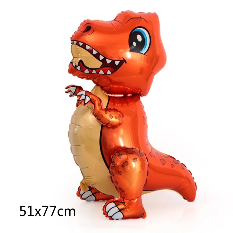 1 шт. большой 4D динозавр фольгированные шары Зеленый Динозавр стоящий Дракон День Рождения украшения Детские принадлежности мальчик игрушки Воздушные шары - Цвет: Dinosaur 1 orange
