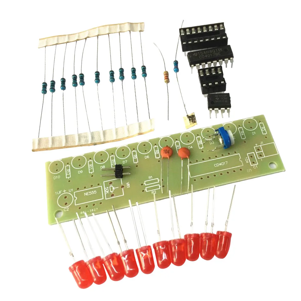 NE555 + CD4017 Light Water Electronic suite DIY Kits for Arduino Raspberry pi