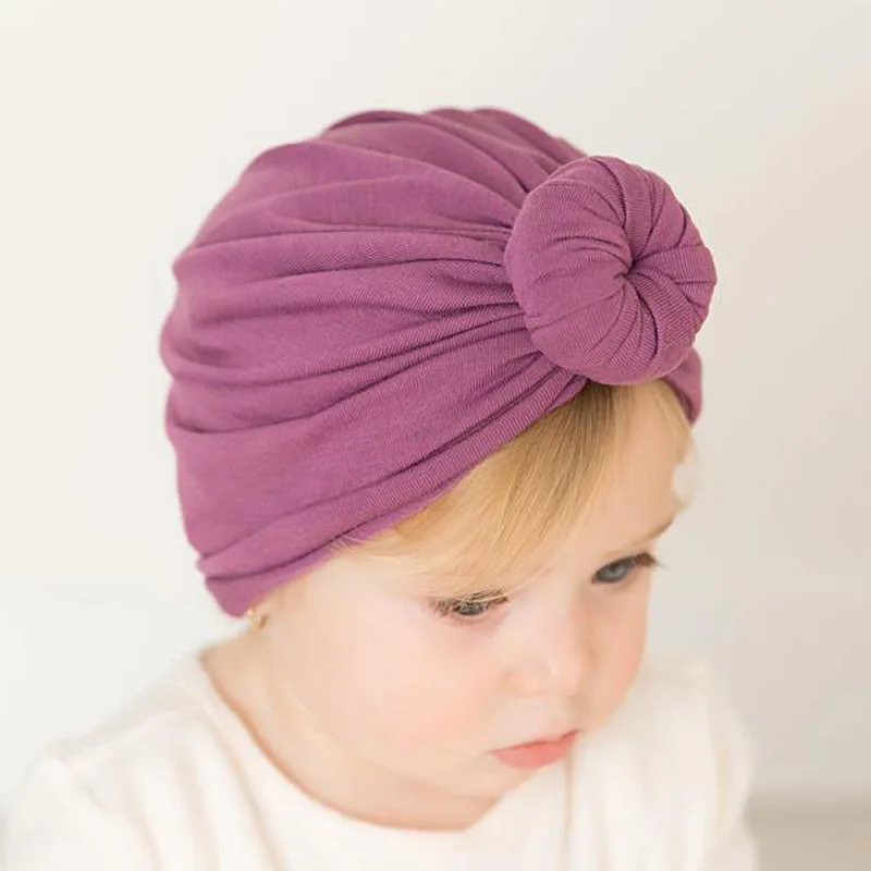 Head Wrap Bowknot Knit Kids Turban Toddler Hat Infant Headband Newborn Caps