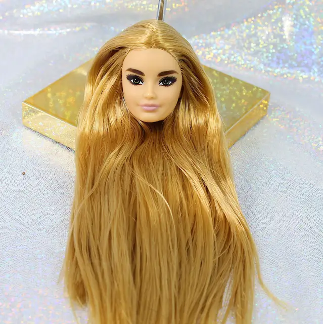 New Half Shaved Long Hair Princess Doll Head Parts Girl Diy