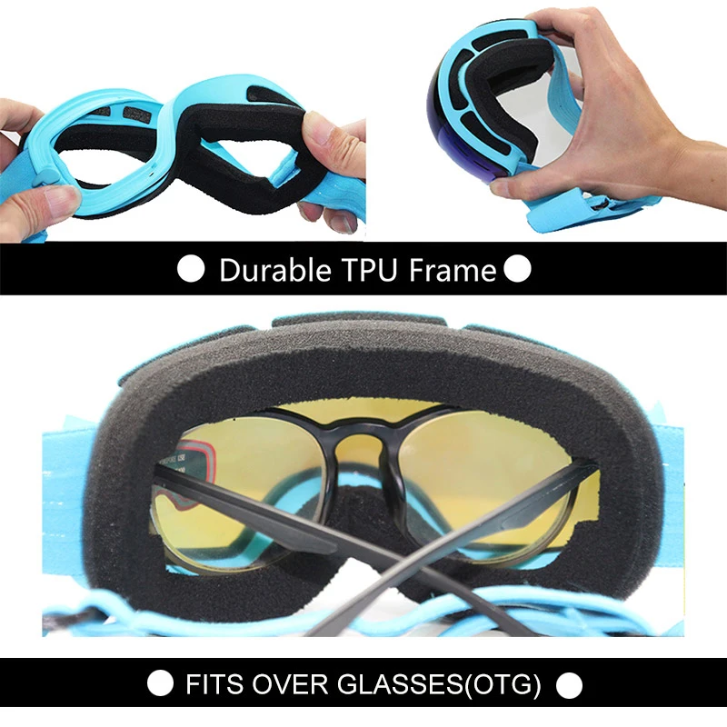 Mosodo Kid Ski Goggles Anti-fog Snow Glasses UV400 Protection OTB Snowboard Polarized Eyewear for Child Children Boys Girls 4