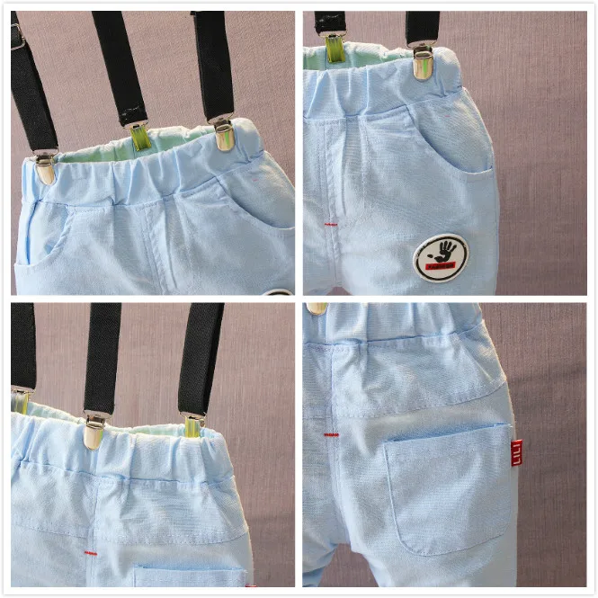 BOY'S Autumn Clothing Children Autumn Pants Can Open Crotch Trousers Suspender Pants Deconstructable Suspender Strap Male B