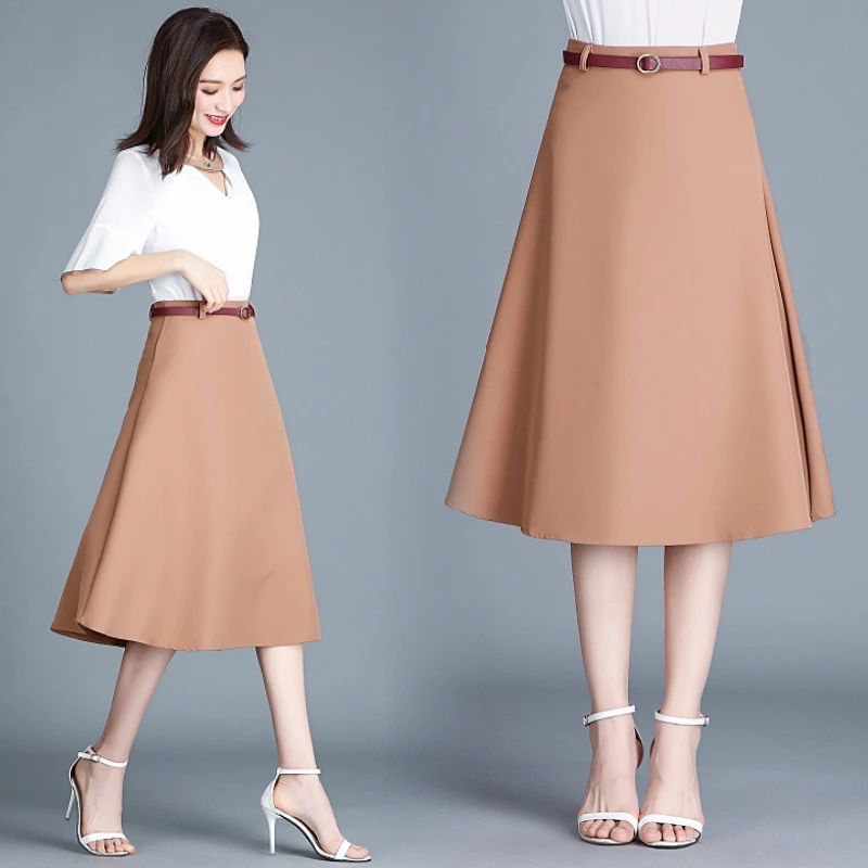 Cena HAYBLST marki spódnica kobiet 2019 jesień zima elegancki koreański na co dzień Plus rozmiar 2XL moda stałe wysoka talia długa w stylu Vintage odzież