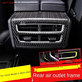

For Tesla Model S 2014-2019 Rear Air Outlet Bright Frame Stainless Steel Decoration Frame