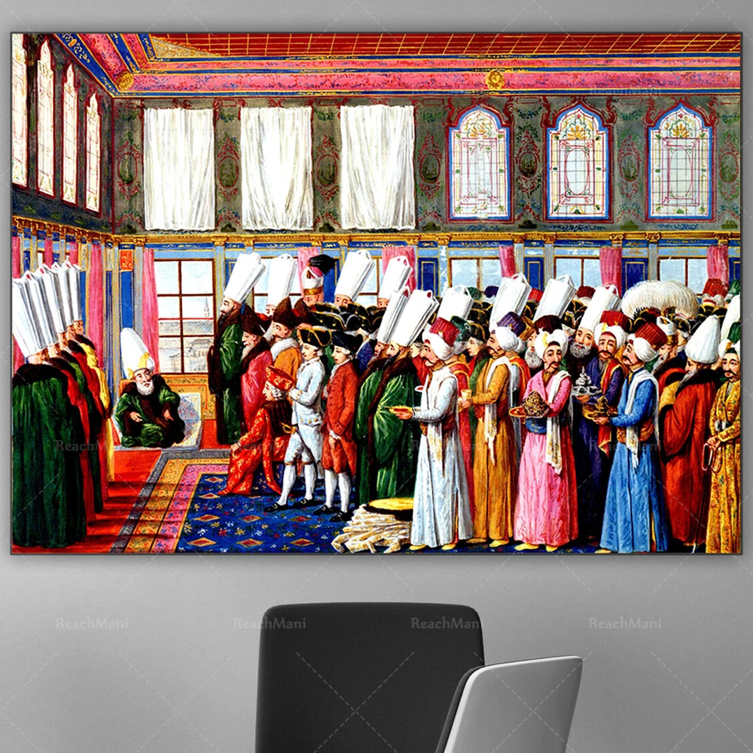 Grand Vizir 프린트 on Jean Baptiste Vanmour-앰배서더 캔버스, 장식 캔버스 프린트 포스터