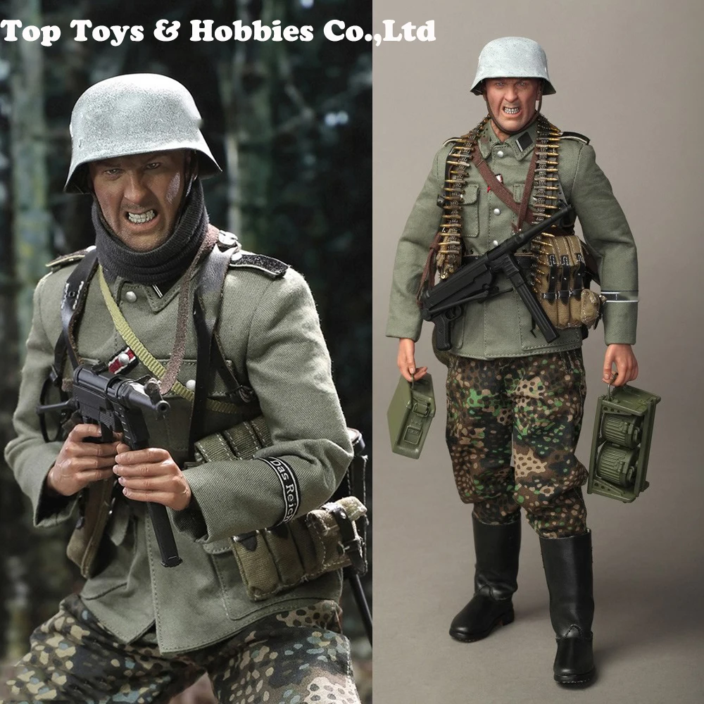 

full set 12" military figure D80131 Model Toys 1/6 WWII German Solider Figure Machine MG42 Guner with Hideous Head for fans