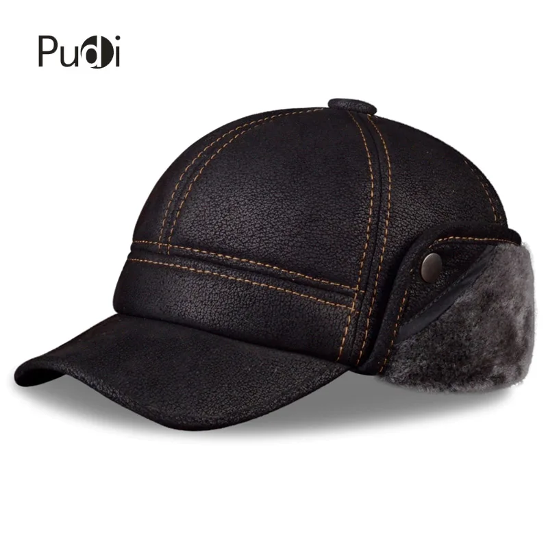 Мужские бейсболки Pudi HL083 из натуральной кожи на искуственном меху|baseball cap hat|cap