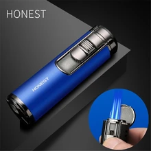 Stronger Straight 4 Flame Metal Gas Lighter Butane Cigarette Torch Arc Lighter Honest Fancy Oil Lighter Gadgets For Men Gifts