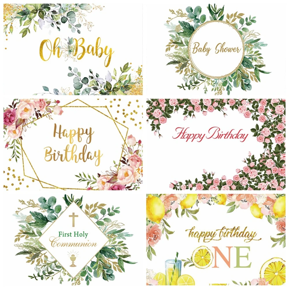 

Oh Baby First Birthday Backdrop Green Leaf Glitter Cake Smash Photography Background Newborn 1st Birthday Portrait Photo Studio