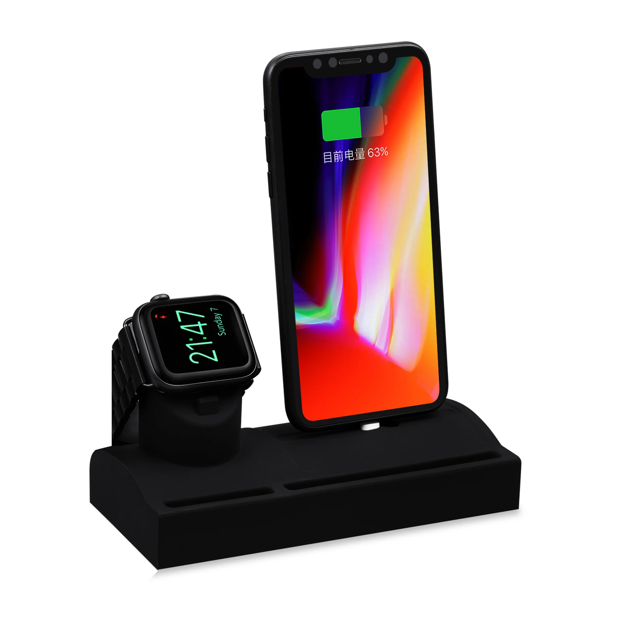 2 в 1 силиконовая подставка для зарядки с функцией держателя iPhone и Apple