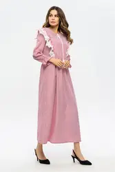 Напрямую от производителя продажи yi duo цветок новый стиль мусульмане арабы длинные юбки Европа и Америка полосы кружева платье ZD9026