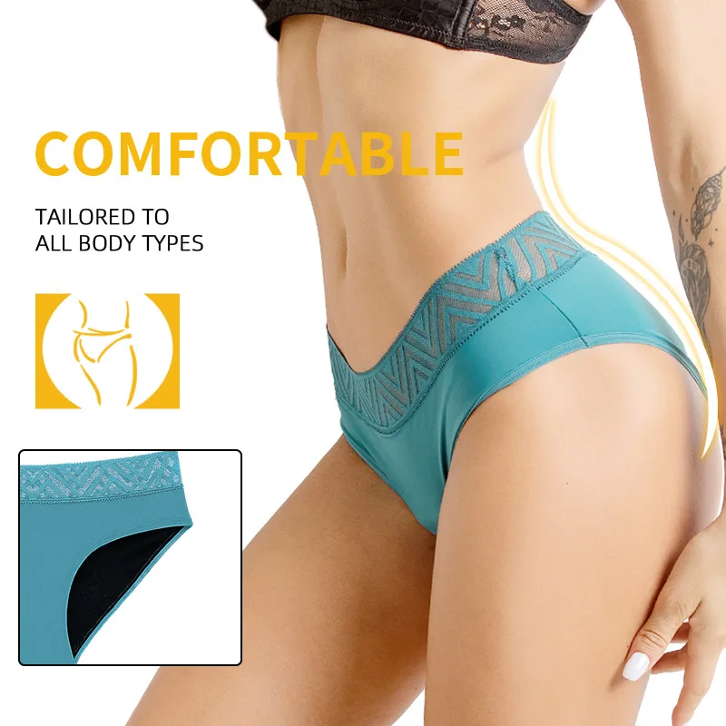 Menstrual Panties Leakproof Period Pants Sexy Hollow Out Women Underwear Four Layers Heavy Flow Underpants Period Briefs 5