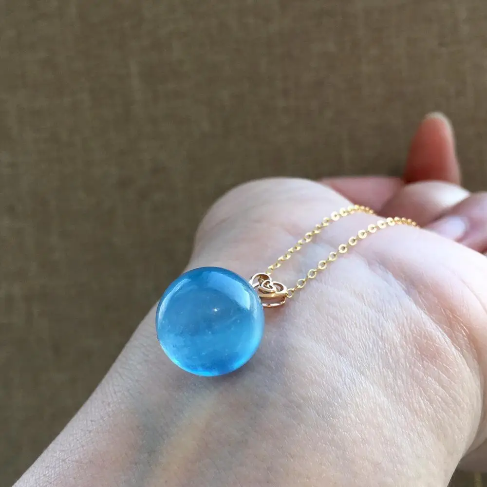 

10055 Aquamarine Neckalce Fine Jewelry 100% Natural Blue Aquamarine Carved 5.6grams Female Women's Gemstones Pendant Necklaces