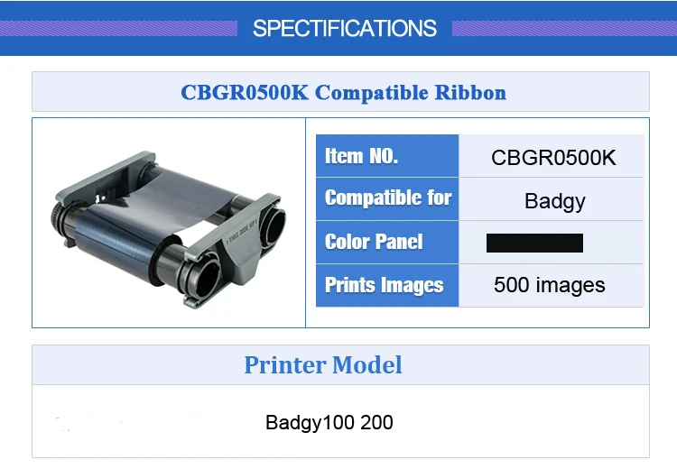 CBGR0500K черная лента 500 печатает совместимый для Badgy100 Badgy200 ID карточки принтера
