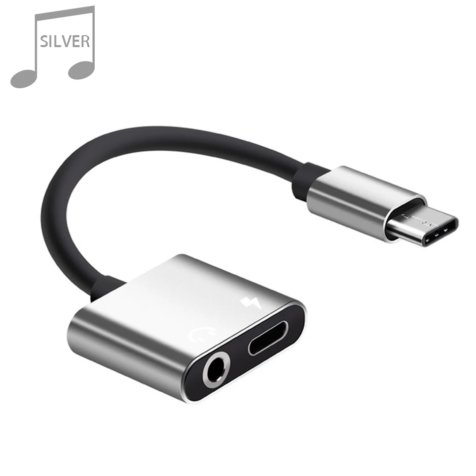NOHON usb type C до 3,5 мм разъем для наушников адаптер для huawei Xiaomi Le Aux аудио кабель зарядное устройство для наушников зарядка USB-C конвертер - Цвет: Серебристый