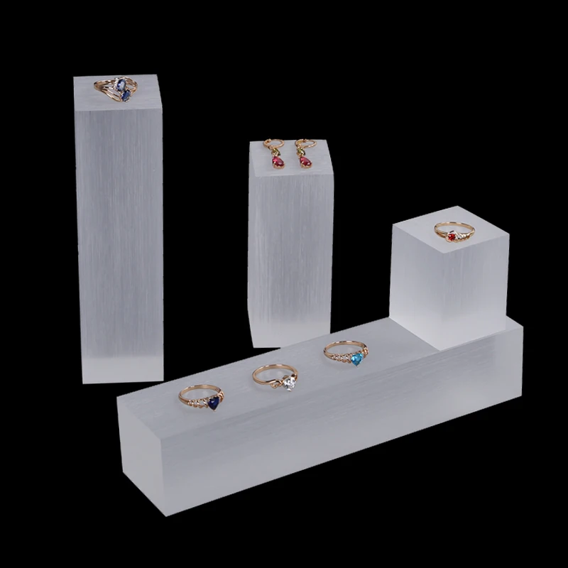 Plexiglass Square Stamping Block Jewelry Display Stand Dolls Gem Rings Necklace Holder Cosmetics Perfume Organizer Drawline Case