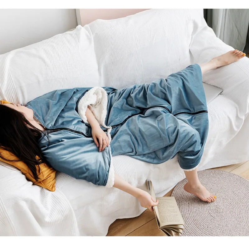 Одноцветное переносное одеяло с капюшоном, зимнее одеяло для отдыха, многофункциональное теплое одеяло
