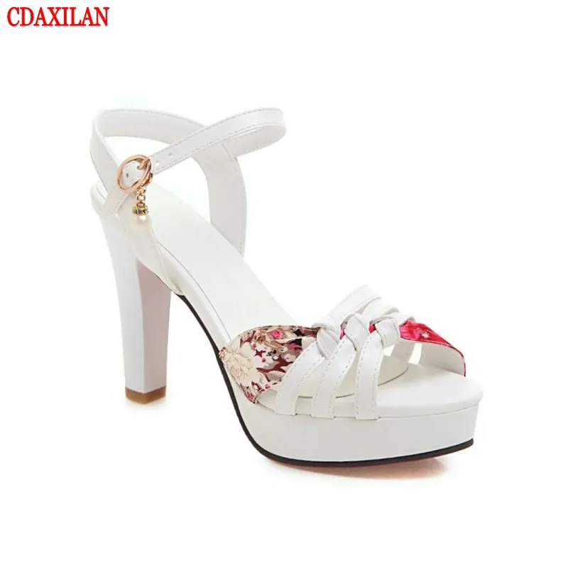 

CDAXILAN NEW to super high-heeled women's buckle strap square thick heel sandals with open toe shoes summer women's flower shoes