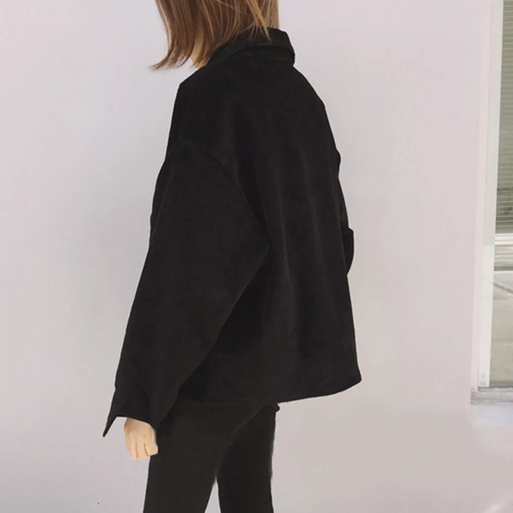 Пальто 2019TOP популярная модная женская Вельветовая куртка Верхняя рубашка пальто повседневная винтажная свободная бейсбольная форма короткое пальто Winterjas Dames
