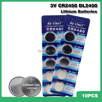 

10pcs CR2450 3V CR 2450 DL2050 BR2450 Lithium Battery Button Cell Batteries Battery Cell Button For Toys Remote Scale