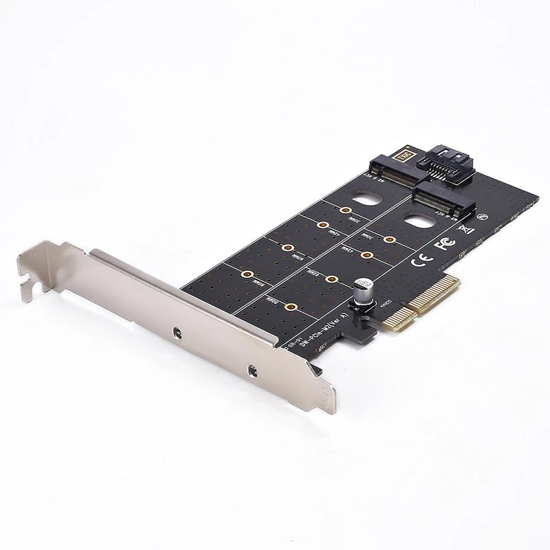 Двойной M.2 Адаптерная плата Pcie M2 Ssd Nvme (M) или Sata (ключ B) 22110 2280 2260 2242 2230 к Pci E 3 0X4 хост