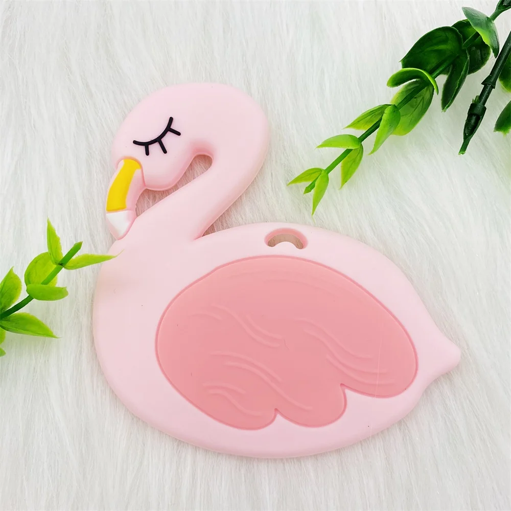 1/10pcs Silicone Beads & Baby Teether Pink Swan Flamingo Bead DIY Making Baby Teething Necklace Accessories Nursing Toy 4