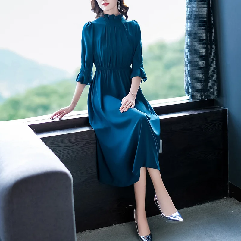 

Photo Shoot 9065 #2020 Early Spring New Style Elegant Ladies' Slim Fit Slimming Three-quarter-length Sleeve Mid-length Dress