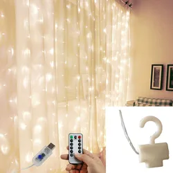 3M LED Fairy String Lights Curtain Garland USB Festoon Remote Christmas Decoration for Home New Year Lamp Holiday Decorative