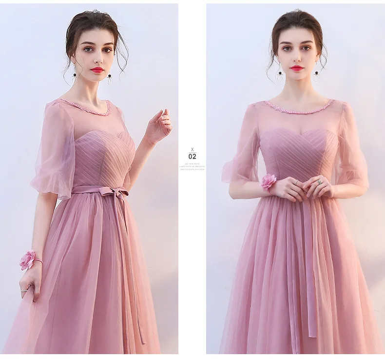Bridesmaid Service Spring New Style Rosy Brown Sisters Skirt Mid-length Bridesmaid Formal Dress Sister Group Graduation Dre