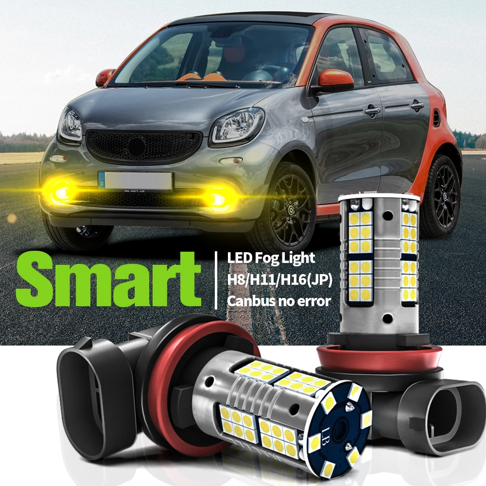 2Pcs Ha Condotto La Luce Di Nebbia Blub Della Lampada Canbus No Errore Di H8 H16 Per Smart Forfour Mk1 454 2004 2005 2006 Mk2 453 2015 2016 2017 2018 