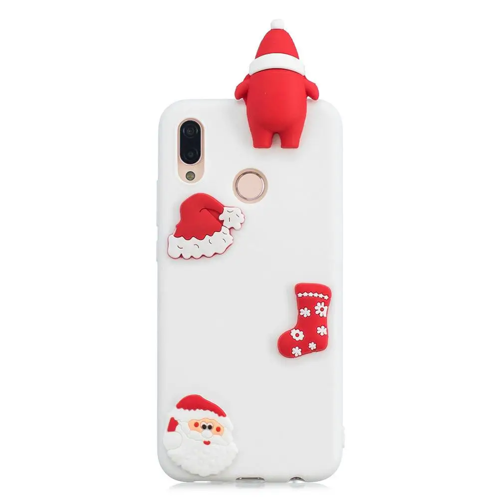 Мягкий чехол из ТПУ с 3D рождественским рисунком для huawei P10 P30 P20 Pro Lite mate 10 20 Lite Y6 Y7 Y9 P Smart Новогодний подарок чехол s - Color: White Santa