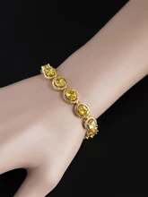  FUIHETYS Trendy Bracelet 925 Silver Jewelry with Citrine Gemstone Hand Accessories for Women Wedding Party Bridal Birthday Gift 