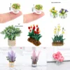Mini Flower Potted For Green Plant In Pot Simulation Plants 1:12 Dollhouse Miniature Doll House Furniture Home Decoration 1