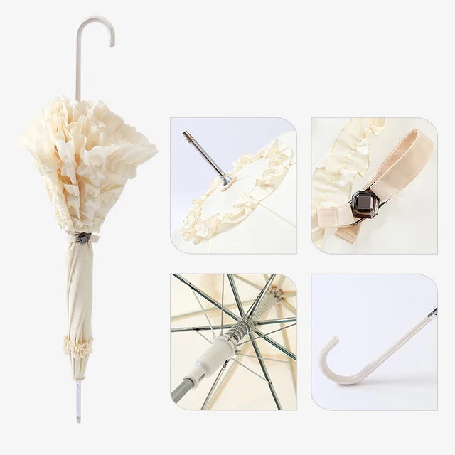 Menyasszony Esernyő Kreatív Esküvői Napsütéses Prop Parasol Rózsaszín Fekete Fehér Por Dupla Nagy Csipke Hercegnő - Image 3