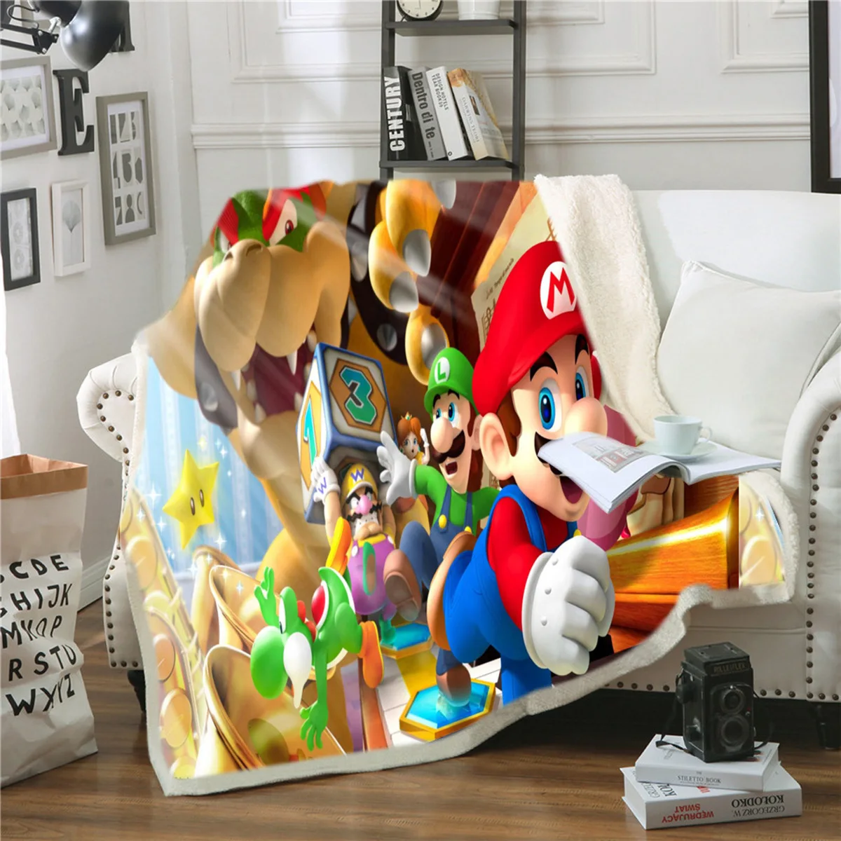 Hoodie Blanket Plush Throw Blanket 3D Super Mario Printed Sherpa Fleece Microfiber Throw Blanket Gift Drop Shipping