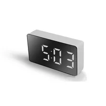 LED multifonctionnel miroir horloge numérique alarme Snooze affichage temps nuit LCD lumière Table bureau USB 5v/pas de batterie décor à la maison