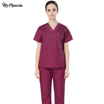 

Unisex short-sleeved surgical clothing men and women doctors suits split brush uniform multiple colour suit pharmacist work sets