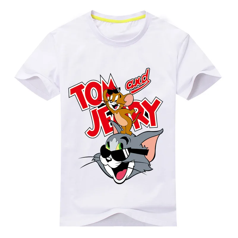 Новая футболка с короткими рукавами для мальчиков и девочек, Том и Джерри, футболки, топы, Детский костюм, одежда, детские футболки с мышкой