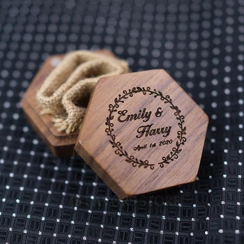 

1pcs ring box necklace Jewelry Custom LOGO walnut solid wood handmade wedding Anniversary proposal wife Girl or boy suprise