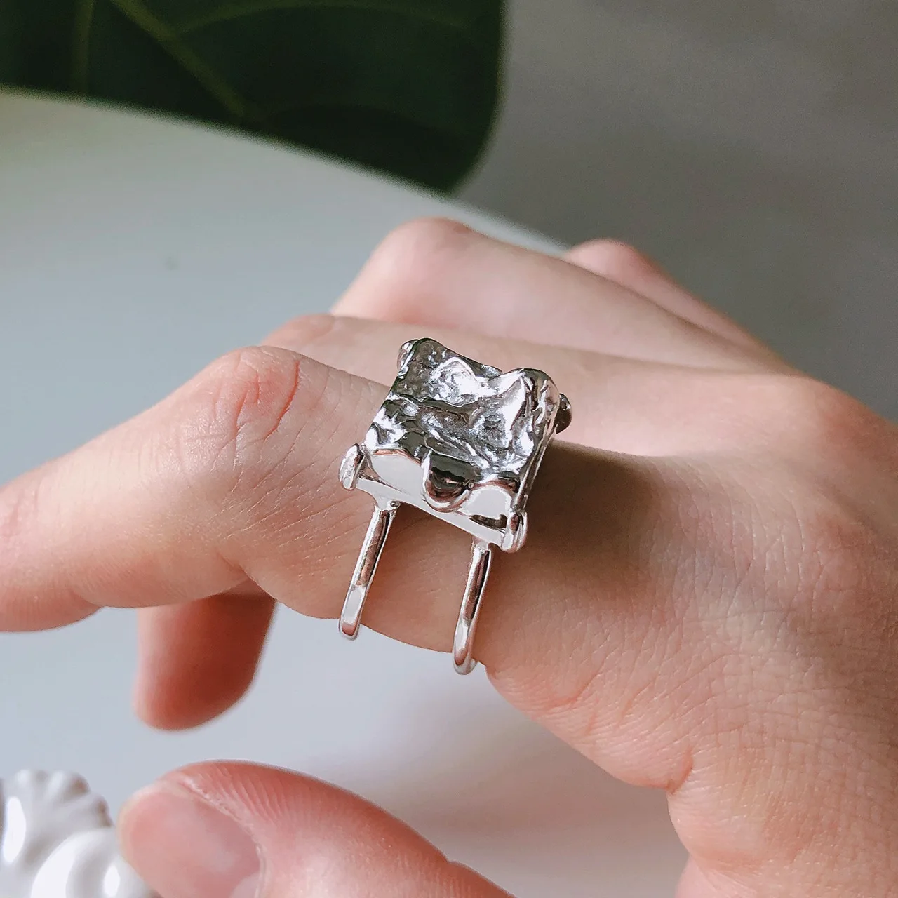 

Timeless Wonder 925 Sterling Sliver Irregular Geo Statement Ring Women Jewelry Punk Hip Hop Disc Stackable Gothic Top Ins 3519