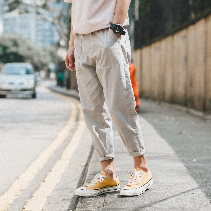 

Gujee 2018 Summer Origional Japanese-style Men And Women Couples Unisex Cotton Linen Capri Pants K17106