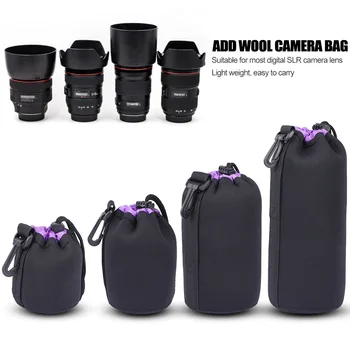 

Camera Lens Protective Bag Universal Neoprene DSLR Camera Lens Pouch Drawstring Waterproof Shockproof Soft Bag for Canon Nikon