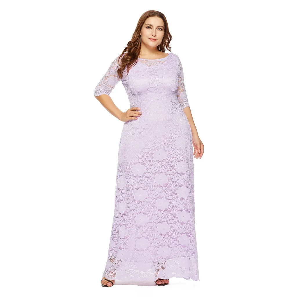 JAYCOSIN, Повседневное платье для женщин, 5XL, платье большого размера,, осенние платья для женщин, плюс размер, одноцветное, кружевное, вечерние, для выпускного вечера, Vestido