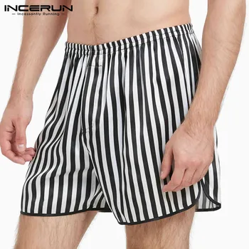 

2020 Striped Men Sleep Shorts Pajamas Comfortable Breathable Loose Sleep Bottoms For Men Summer Homewear Shorts INCERUN S-3XL